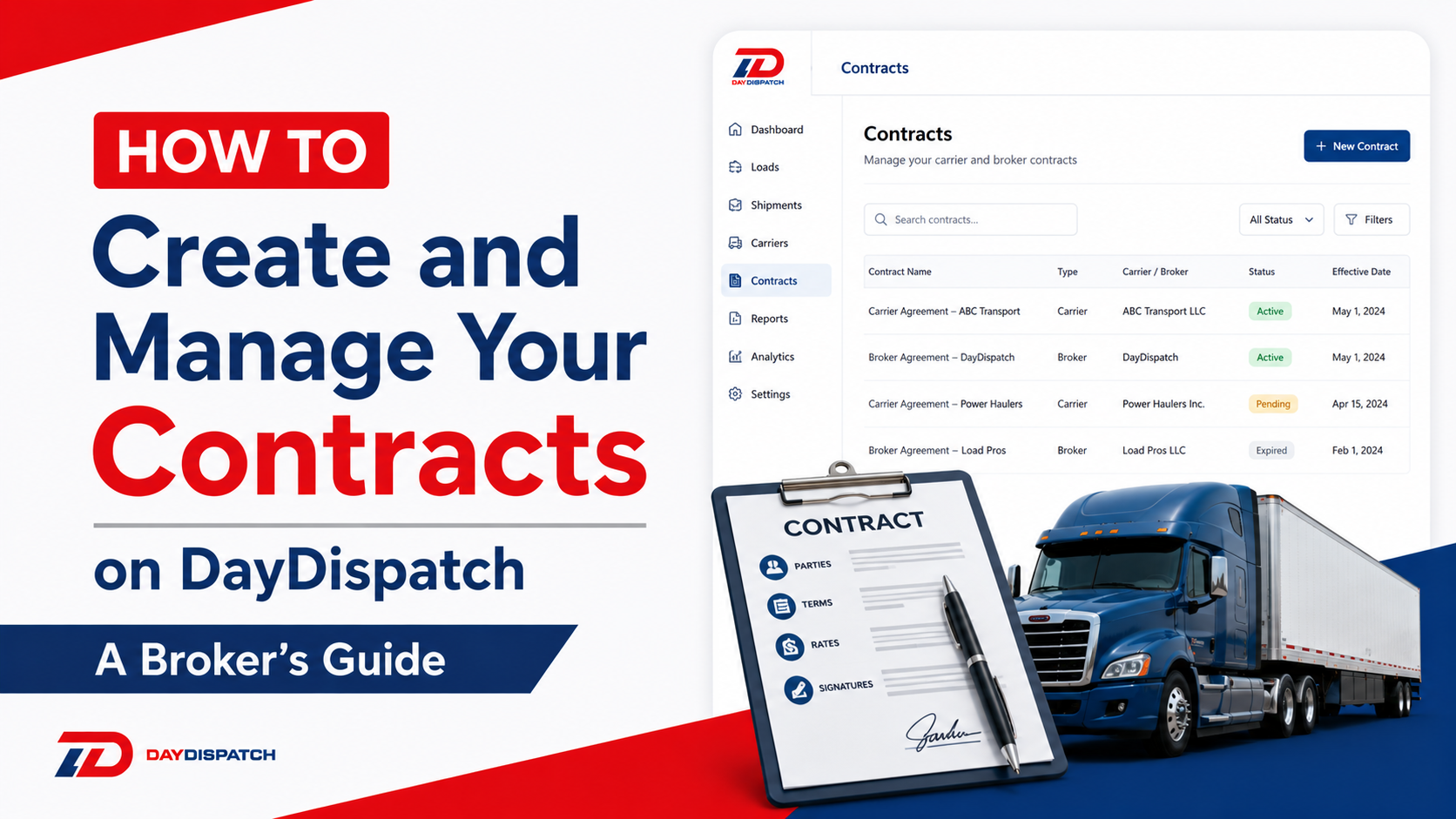 How to Create and Manage Your Contracts on DayDispatch — A Broker's Guide