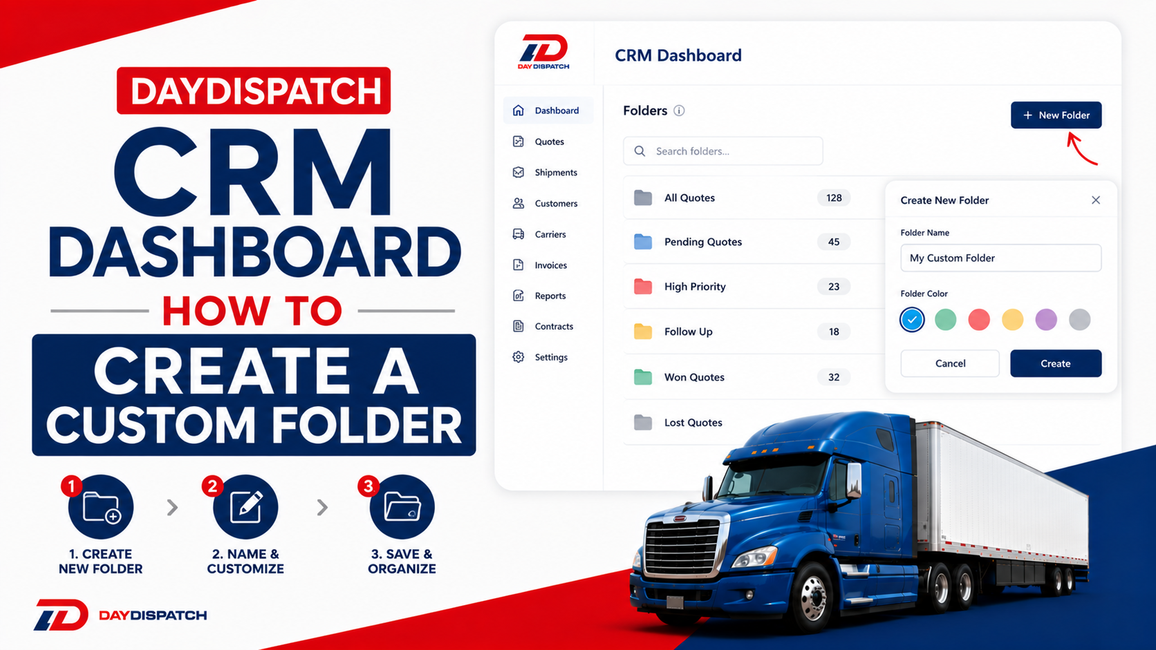 DayDispatch CRM Dashboard — How to Create a Custom Folder on CRM Dashboard
